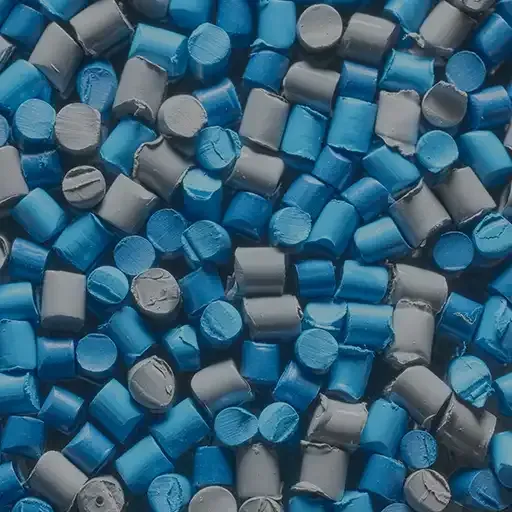 Blue and gray plastic granules